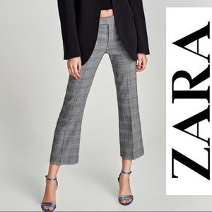 Zara Crop Flair Plaid Trousers